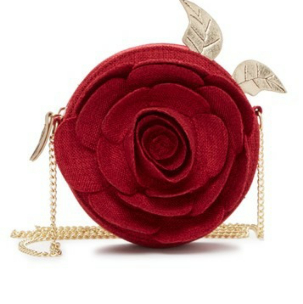 Danielle Nicole Red Rose Crossbody Bag with Gold Chain
